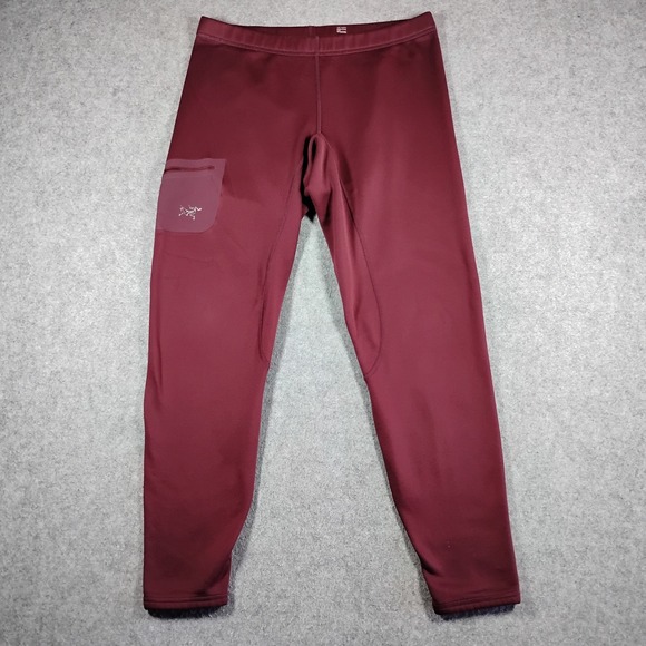 Arc'teryx Pants - Arcteryx Womens Bottom Leggings Maroon Burgundy Base Layer Size L Fleece